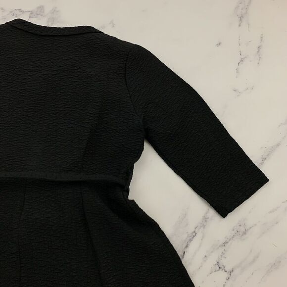 Caldwell Casuals Vintage 60s Dress Size S/M Black Bow Collar Fit Flare Belted - Picture 9 of 12